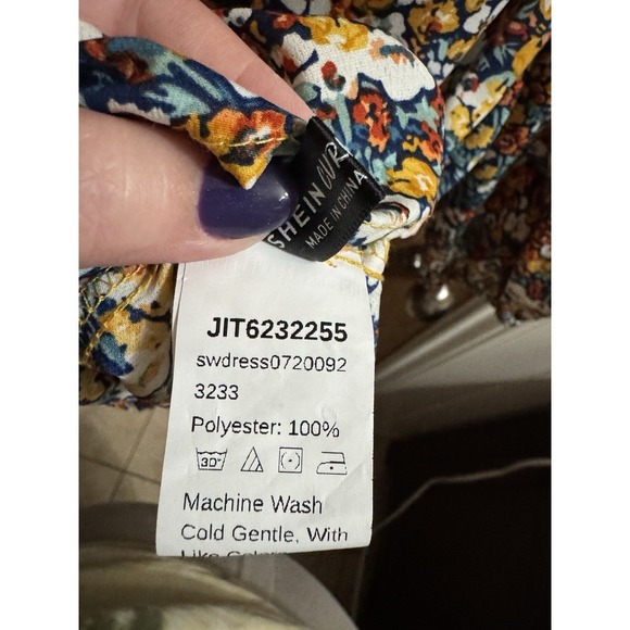 SHEIN Vaycay Ditsy Floral Shirred Bodice Square Neck Dress Plus Size 2XL Peplum - Picture 7 of 7